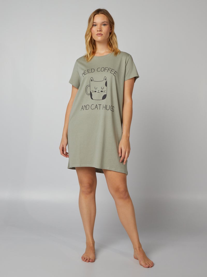 Camisa de dormir estampada VERDE - Kiabi