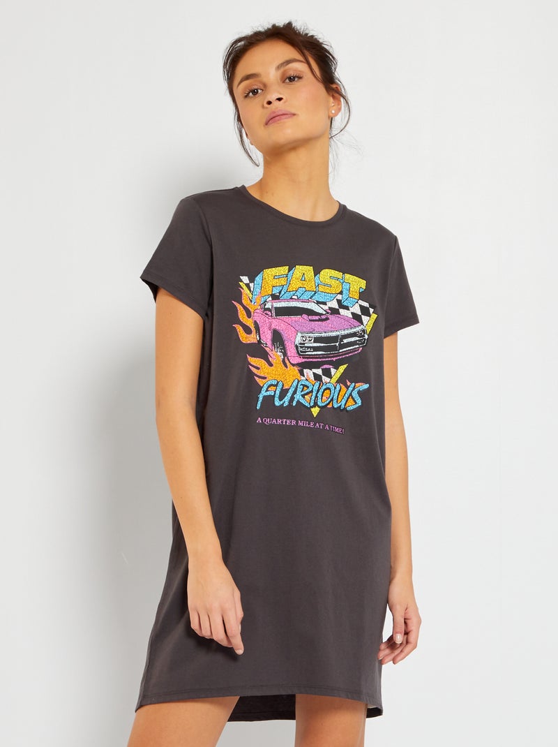 Camisa de dormir 'Fast and Furious' CINZA - Kiabi