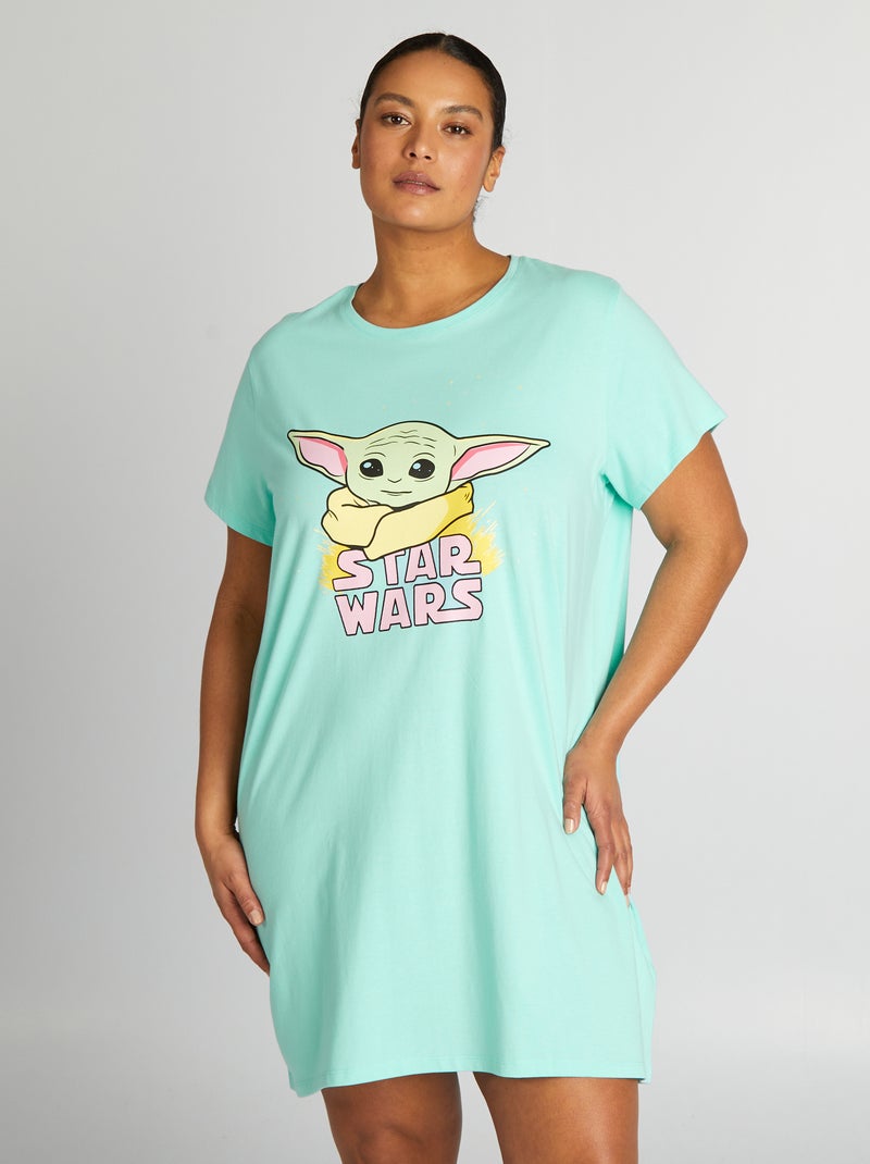 Camisa de dormir gola redonda 'Grogu' AZUL - Kiabi