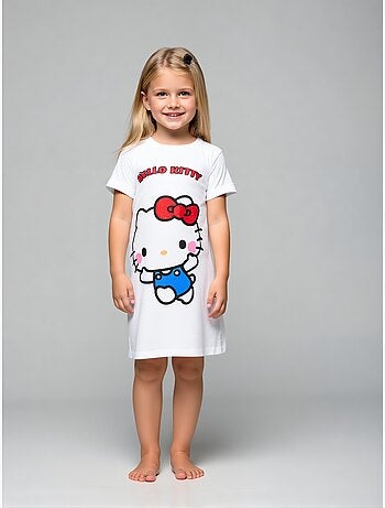 Camisa de dormir hello kitty branco menina | licença oficial
