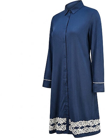 Camisa de Dormir Mulher Botões Renda Viscose OZABI
