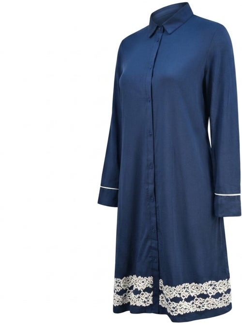 Camisa de Dormir Mulher Botões Renda Viscose OZABI - Kiabi Camisa de Dormir Mulher Botões Renda Viscose OZABI - Kiabi