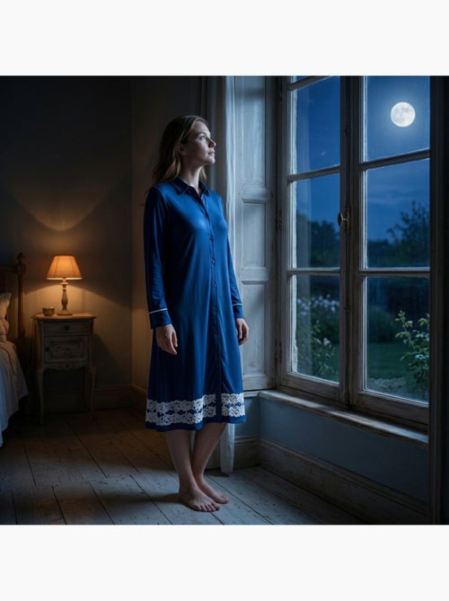 Camisa de Dormir Mulher Botões Renda Viscose OZABI - Kiabi Camisa de Dormir Mulher Botões Renda Viscose OZABI - Kiabi