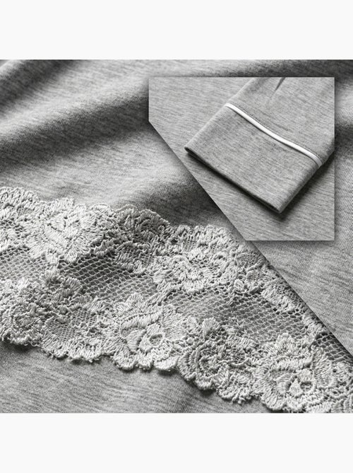 Camisa de Dormir Mulher Botões Renda Viscose OZABI - Kiabi Camisa de Dormir Mulher Botões Renda Viscose OZABI - Kiabi