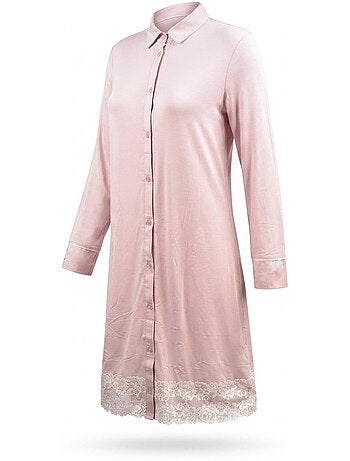 Camisa de Dormir Mulher Botões Renda Viscose OZABI