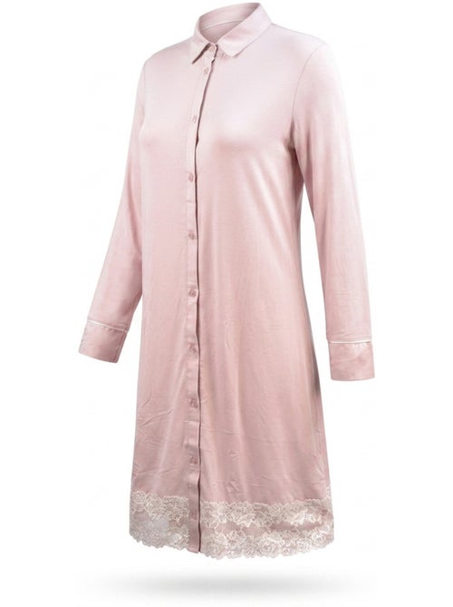 Camisa de Dormir Mulher Botões Renda Viscose OZABI - Kiabi Camisa de Dormir Mulher Botões Renda Viscose OZABI - Kiabi