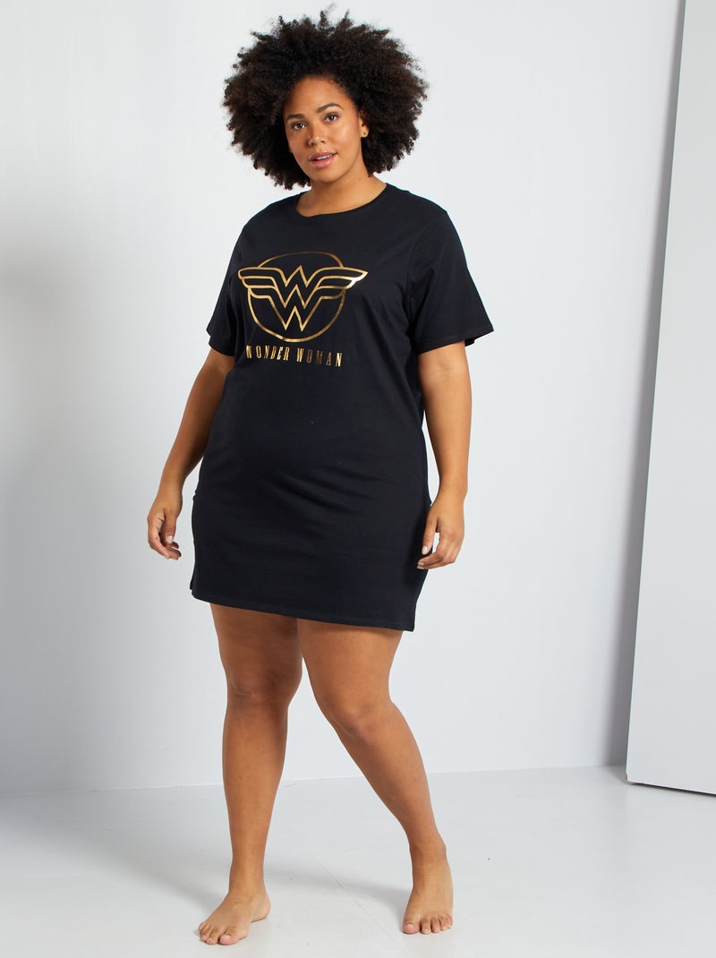 Camisa de dormir 'Mulher-Maravilha' Preto - Kiabi