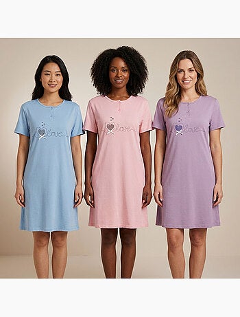 Camisa de Dormir Mulher Microfibra Manga Curta OZABI
