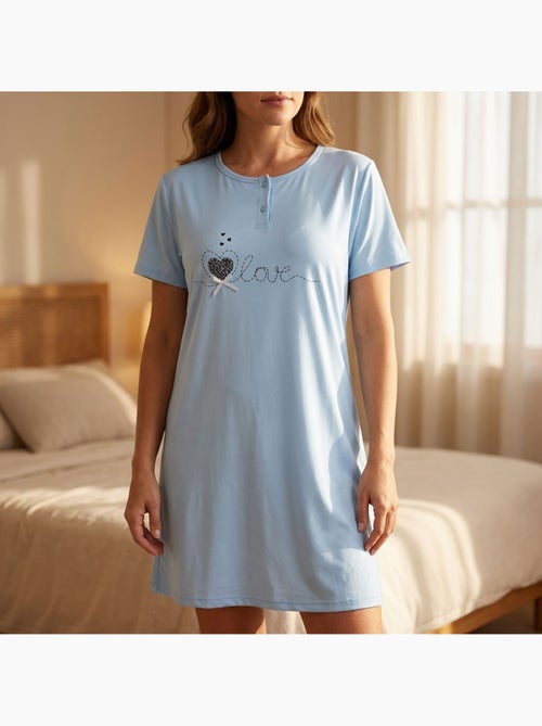 Camisa de Dormir Mulher Microfibra Manga Curta OZABI - Kiabi