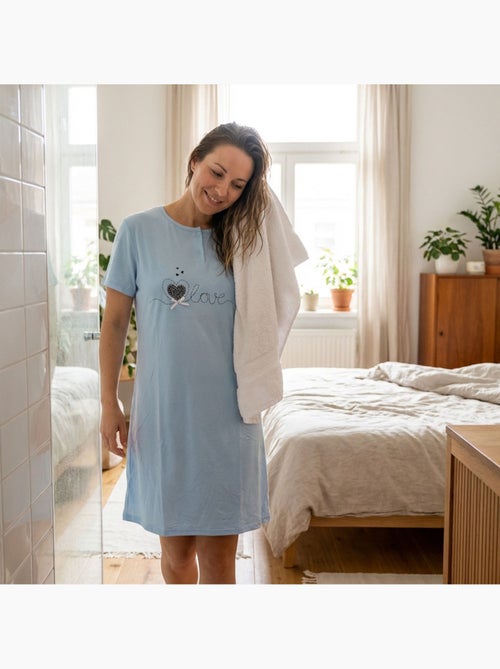 Camisa de Dormir Mulher Microfibra Manga Curta OZABI - Kiabi