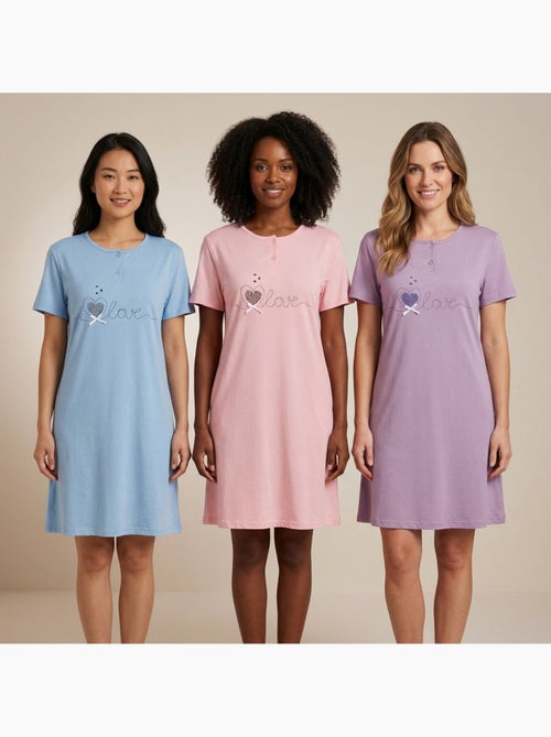 Camisa de Dormir Mulher Microfibra Manga Curta OZABI - Kiabi