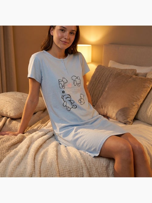Camisa de Dormir Mulher Microfibra Manga Curta OZABI - Kiabi Camisa de Dormir Mulher Microfibra Manga Curta OZABI - Kiabi