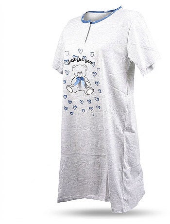 Camisa de Dormir Mulher Microfibra Manga Curta OZABI