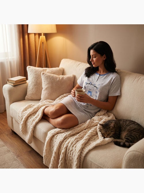 Camisa de Dormir Mulher Microfibra Manga Curta OZABI - Kiabi Camisa de Dormir Mulher Microfibra Manga Curta OZABI - Kiabi