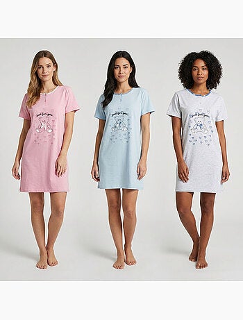 Camisa de Dormir Mulher Microfibra Manga Curta OZABI