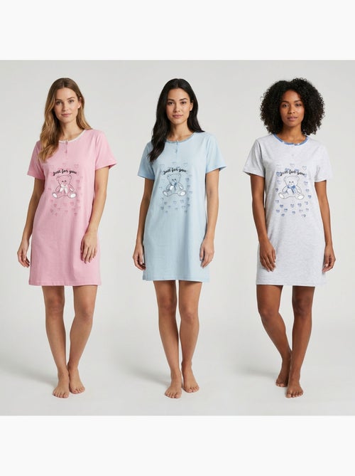 Camisa de Dormir Mulher Microfibra Manga Curta OZABI - Kiabi Camisa de Dormir Mulher Microfibra Manga Curta OZABI - Kiabi