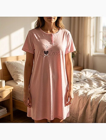 Camisa de Dormir Mulher Microfibra Manga Curta OZABI