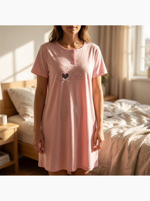 Camisa de Dormir Mulher Microfibra Manga Curta OZABI - Kiabi Camisa de Dormir Mulher Microfibra Manga Curta OZABI - Kiabi