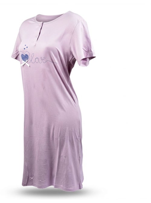 Camisa de Dormir Mulher Microfibra Manga Curta OZABI - Kiabi
