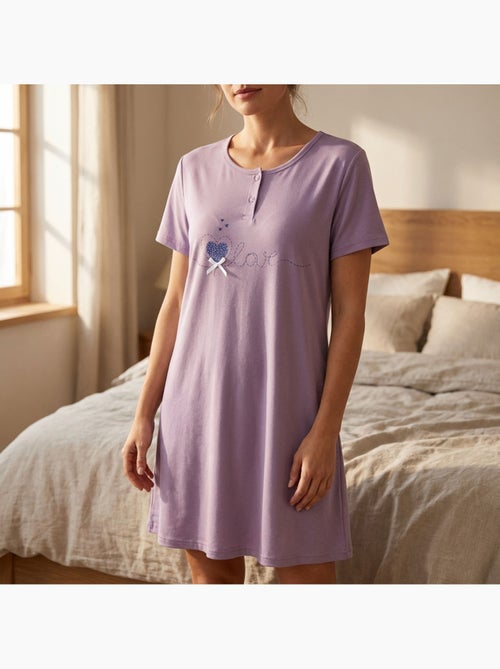Camisa de Dormir Mulher Microfibra Manga Curta OZABI - Kiabi