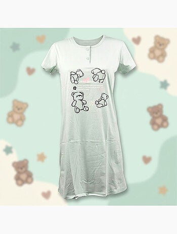 Camisa de Dormir Mulher Microfibra Manga Curta OZABI