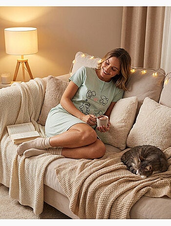 Camisa de Dormir Mulher Microfibra Manga Curta OZABI