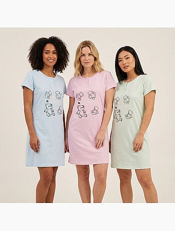 Camisa de Dormir Mulher Microfibra Manga Curta OZABI