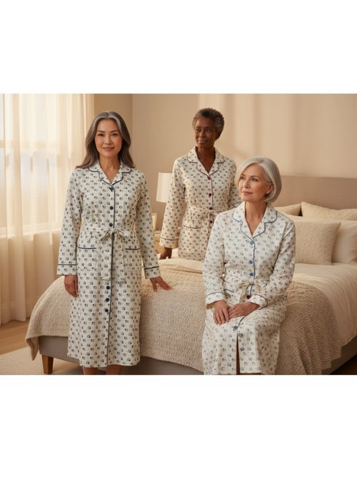 Camisa de dormir mulher pack de 3 ozabi algodão gola abotoada - Kiabi