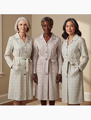 Camisa de dormir mulher pack de 3 ozabi algodão gola abotoada