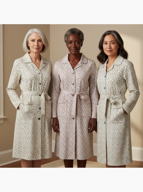 Camisa de dormir mulher pack de 3 ozabi algodão gola abotoada - Kiabi