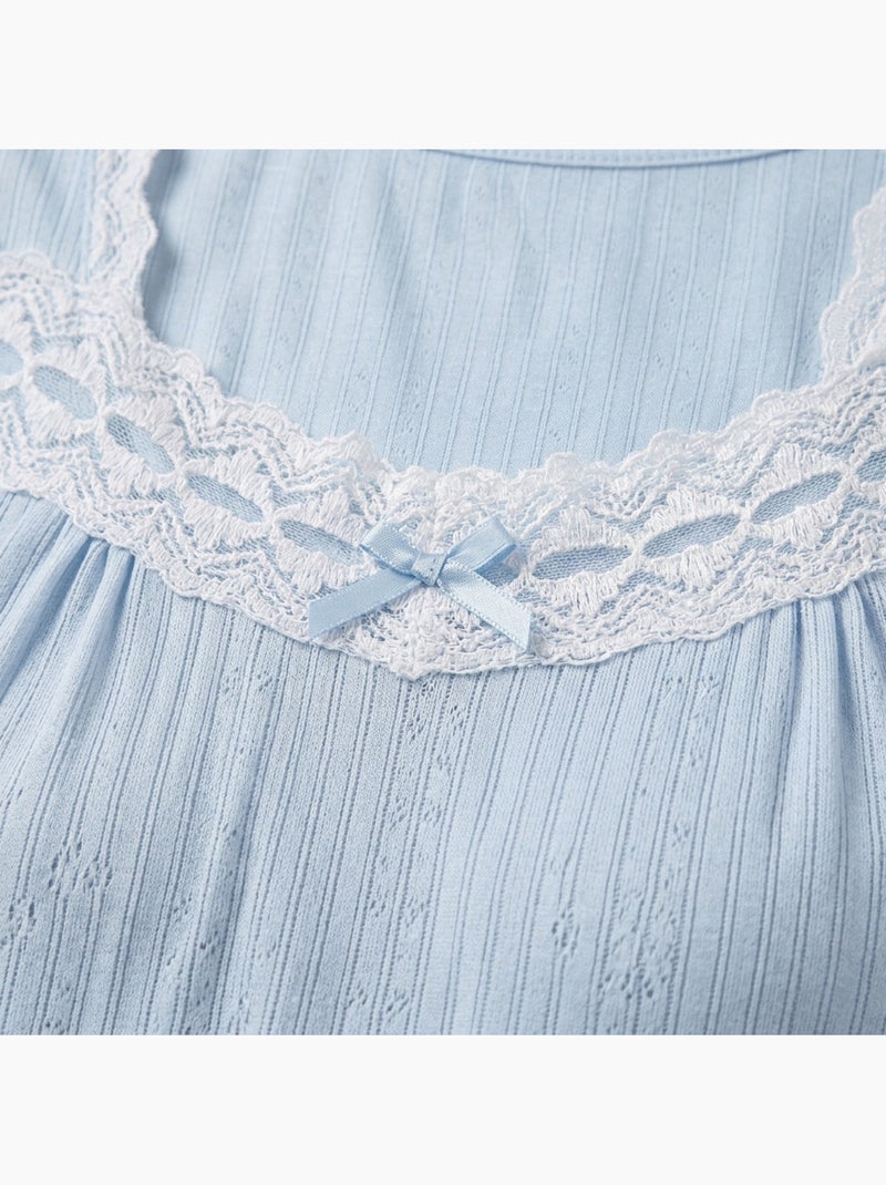 Camisa de Dormir Mulher Renda Ultra Leve OZABI Azul - Kiabi