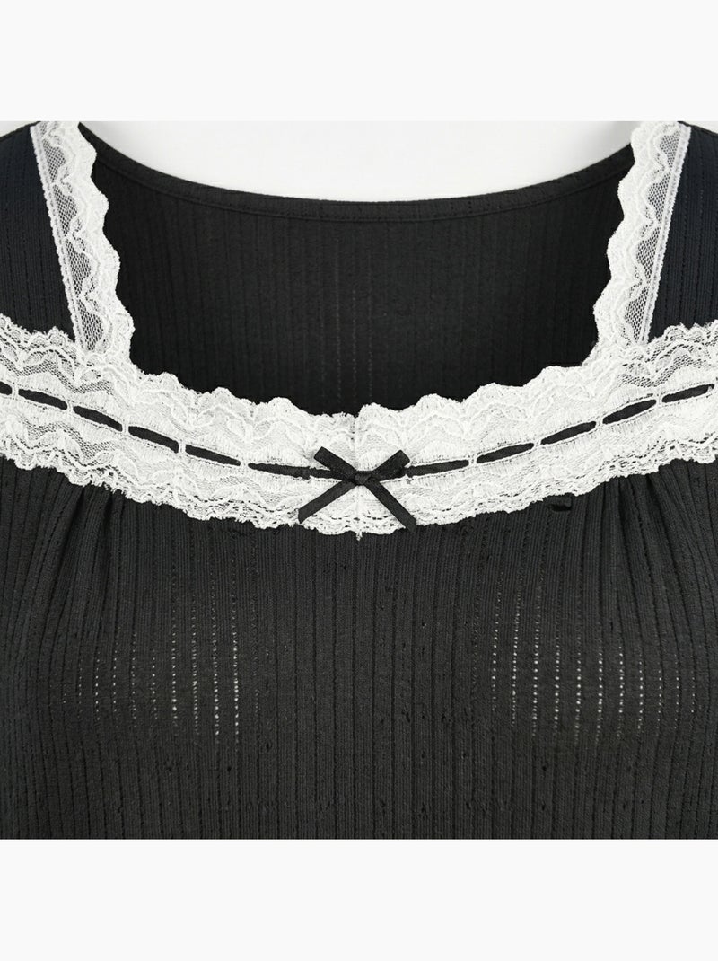 Camisa de Dormir Mulher Renda Ultra Leve OZABI Preto - Kiabi
