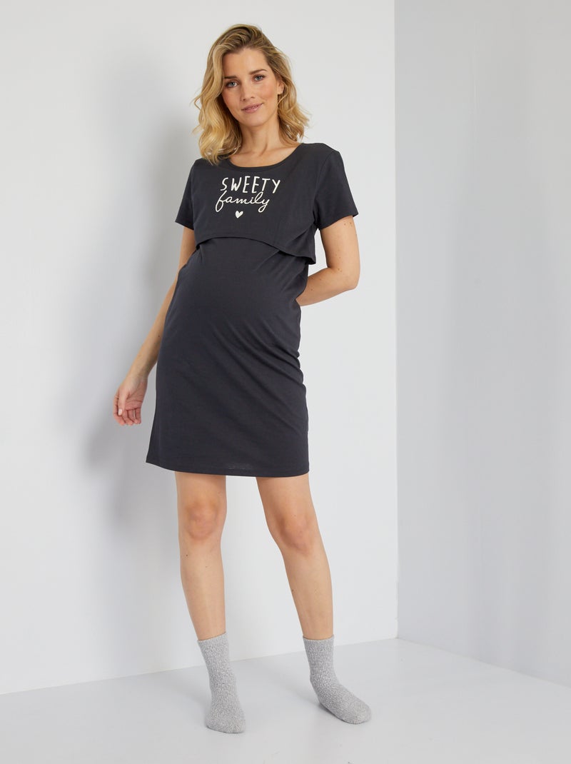 Camisa de dormir pré-mamã PRETO - Kiabi