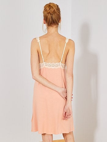 Camisa de dormir soltinha com renda - Kiabi