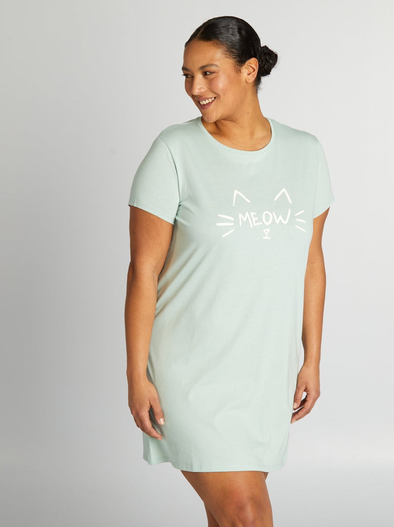Camisa de dormir t-shirt estampada VERDE - Kiabi
