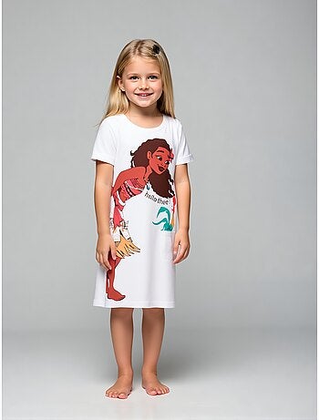 Camisa de dormir vaiana branco menina | licença oficial