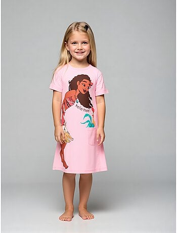 Camisa de dormir vaiana rosa menina | licença oficial