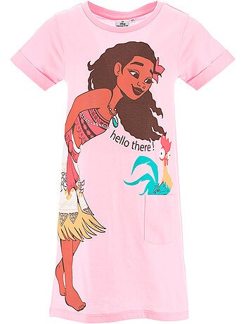 Camisa de dormir vaiana rosa menina | licença oficial