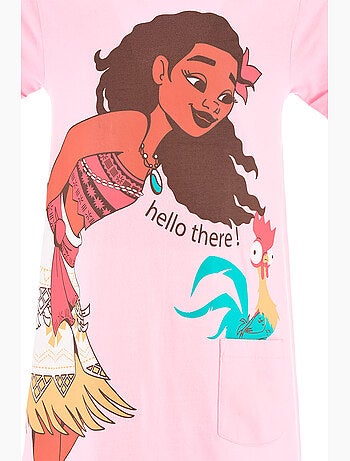 Camisa de dormir vaiana rosa menina | licença oficial