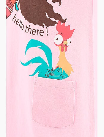 Camisa de dormir vaiana rosa menina | licença oficial