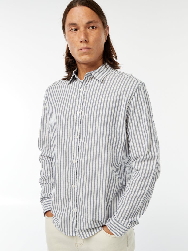 Camisa de fantasia com ajuste confortável de manga comprida Azul - Kiabi