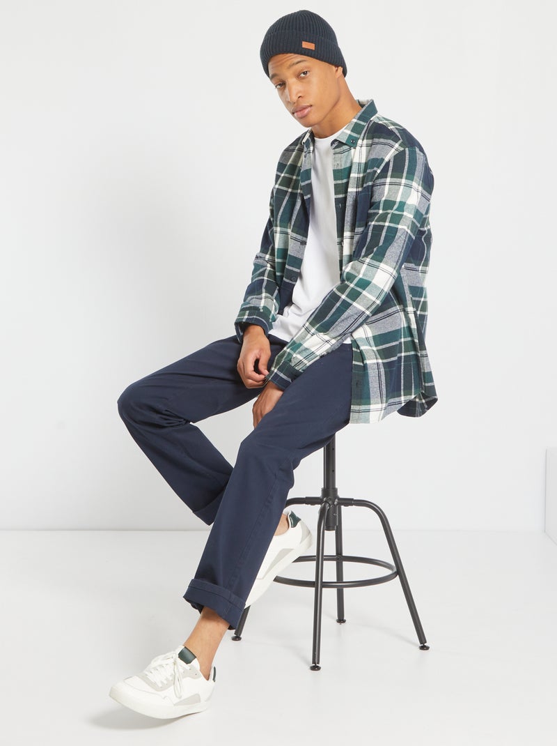 Camisa de flanela aos quadrados +1,90 m AZUL - Kiabi