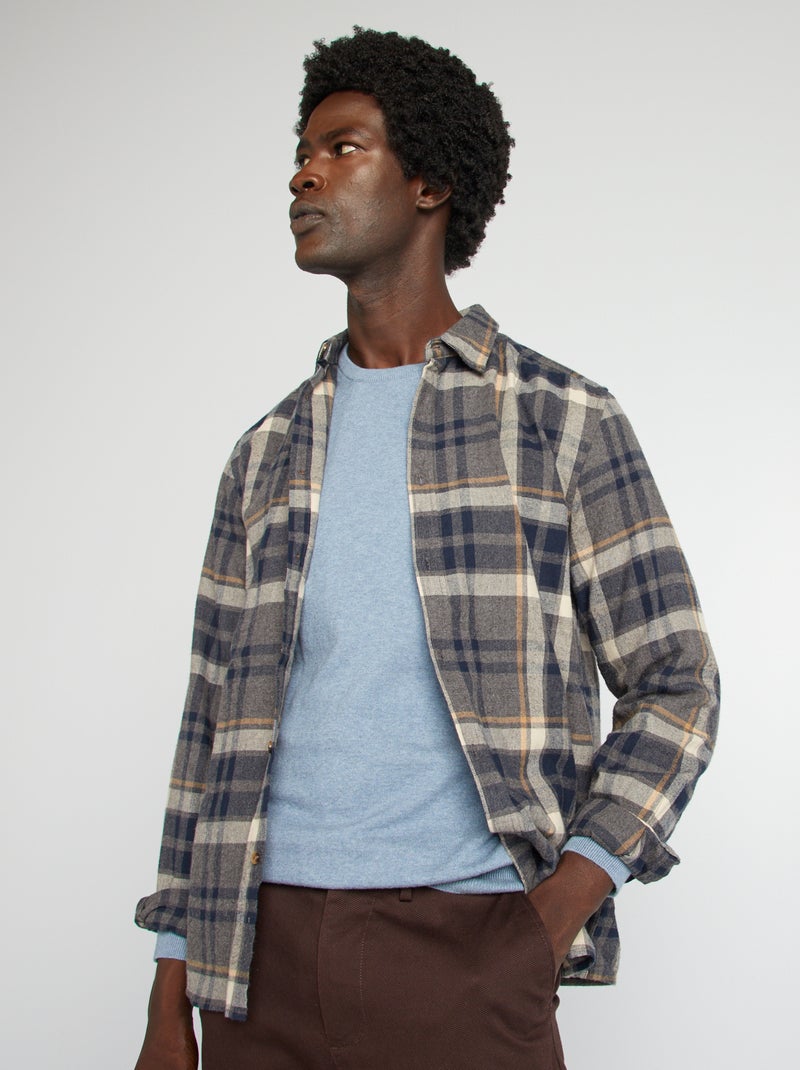 Camisa de flanela aos quadrados AZUL - Kiabi