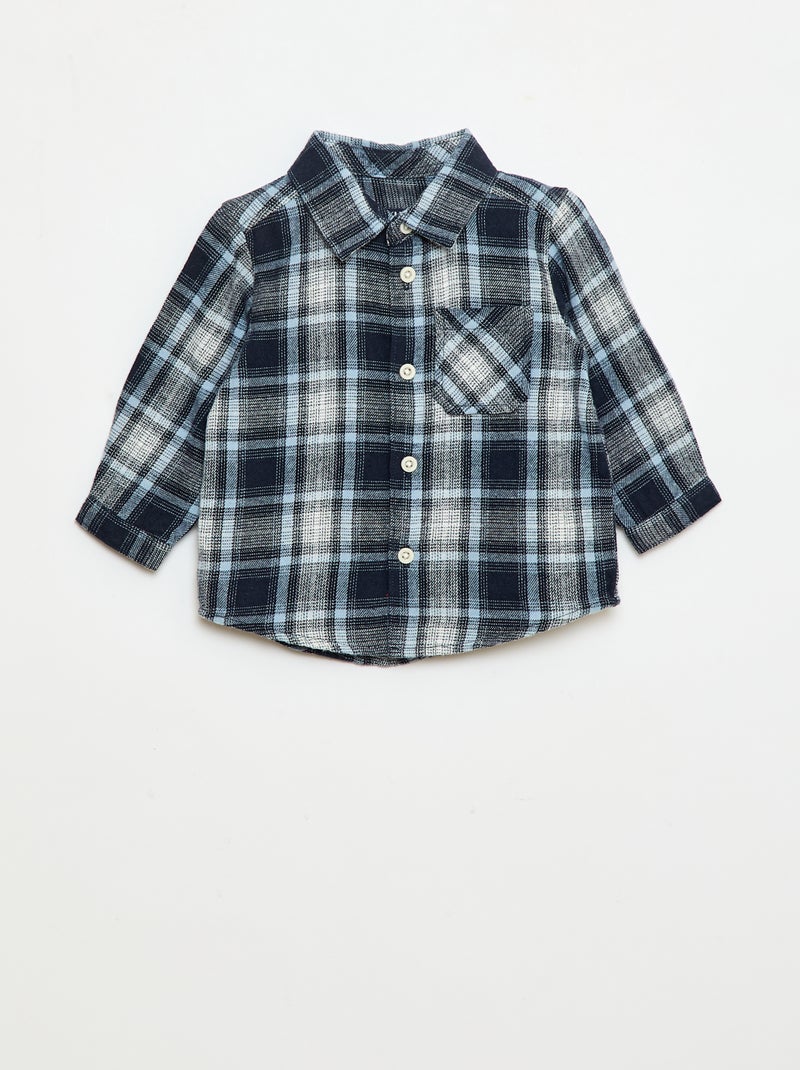 Camisa de flanela aos quadrados Azul - Kiabi
