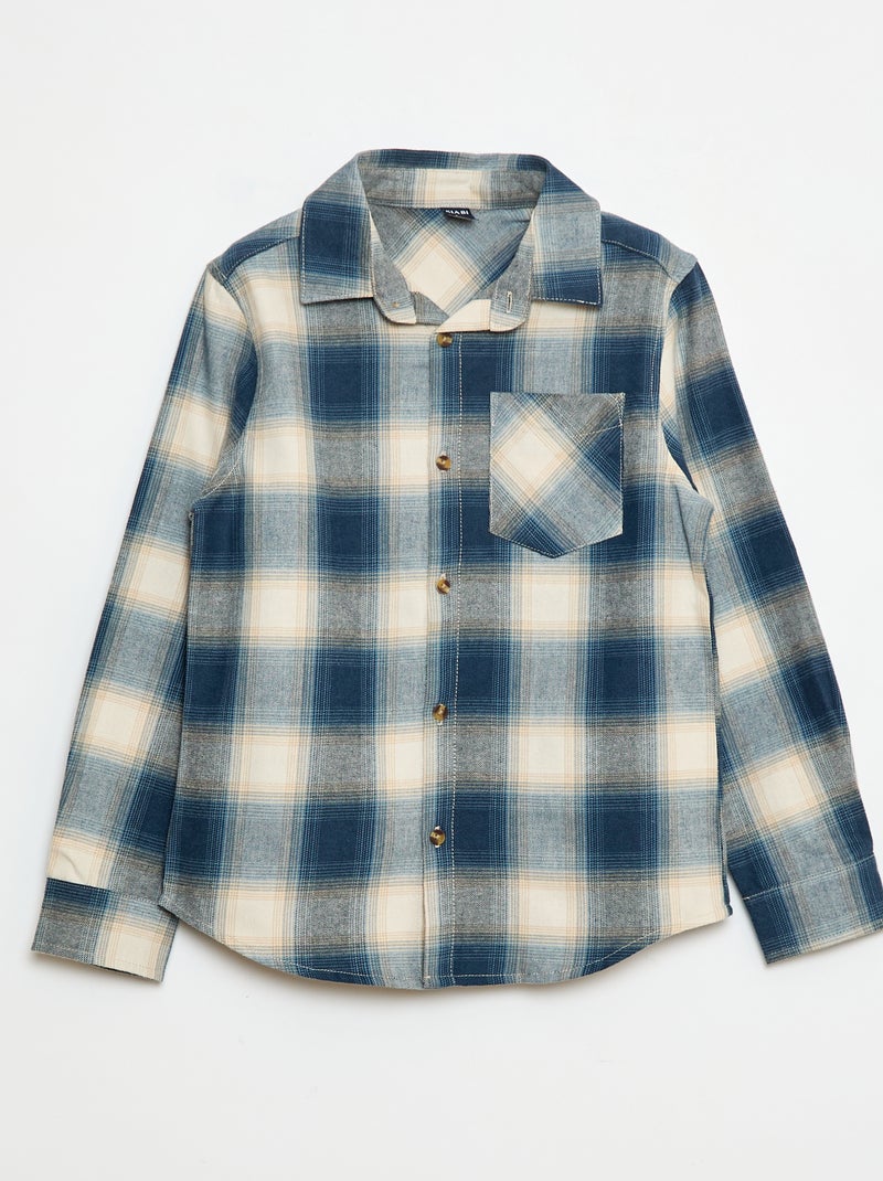 Camisa de flanela aos quadrados Azul - Kiabi