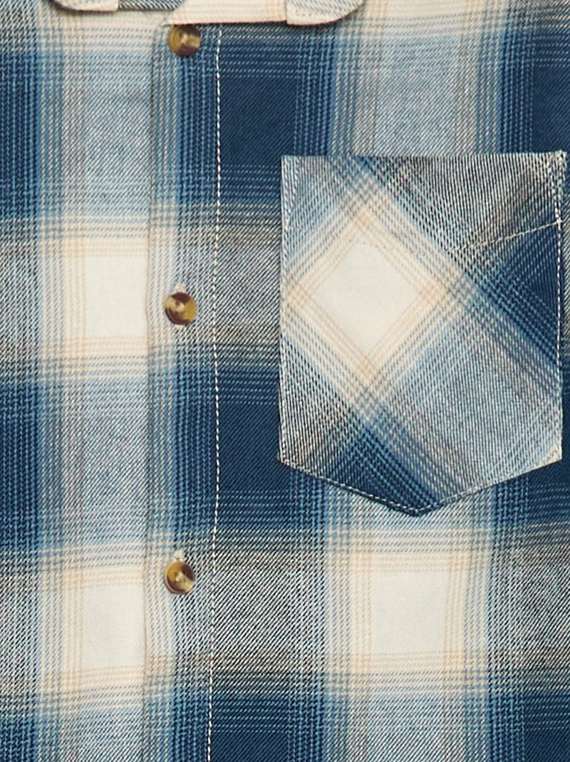 Camisa de flanela aos quadrados Azul - Kiabi