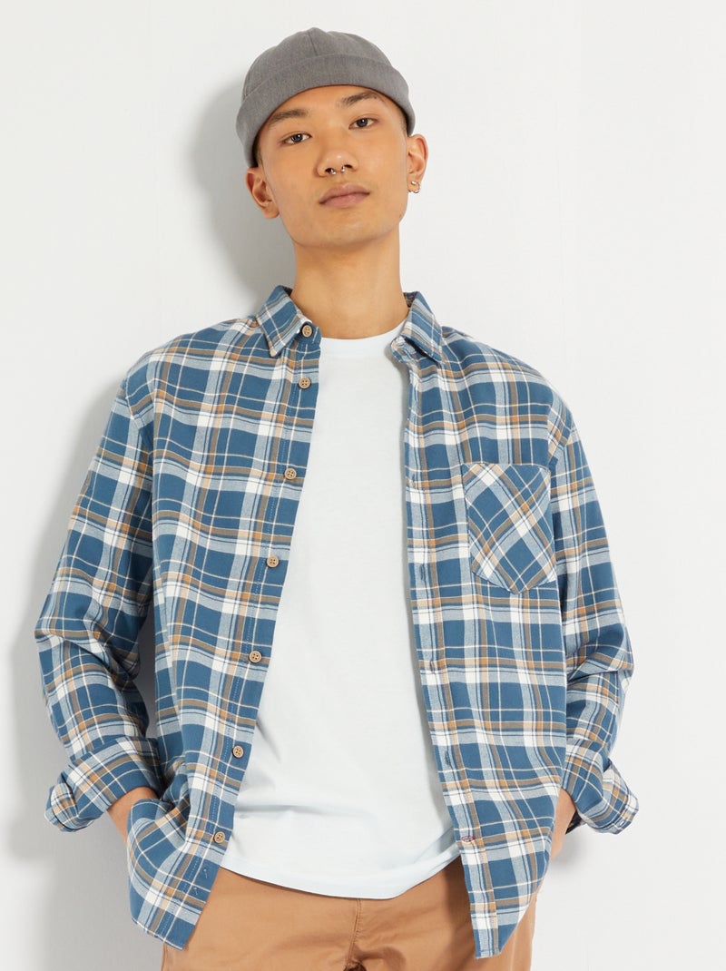 Camisa de flanela aos quadrados AZUL - Kiabi