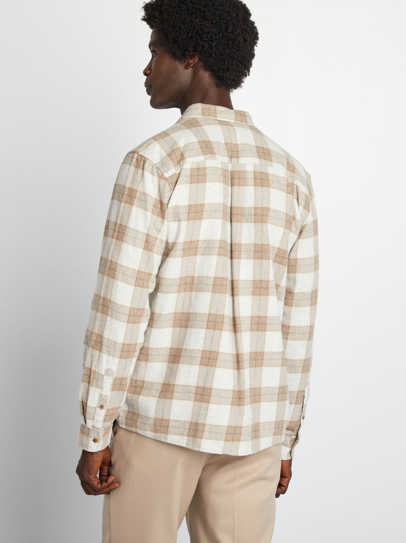 Camisa de flanela aos quadrados BEGE - Kiabi