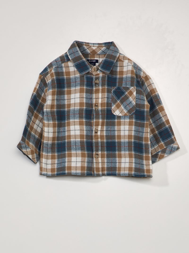 Camisa de flanela aos quadrados BRANCO - Kiabi