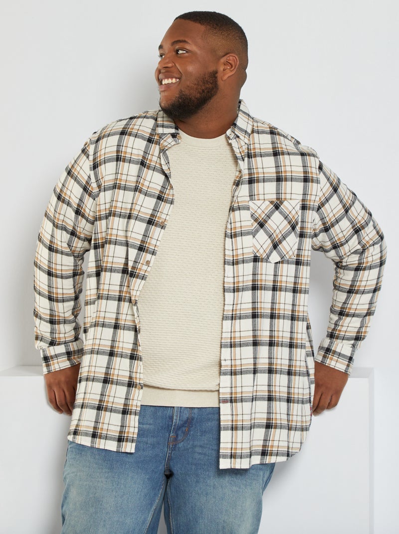 Camisa de flanela aos quadrados BRANCO - Kiabi